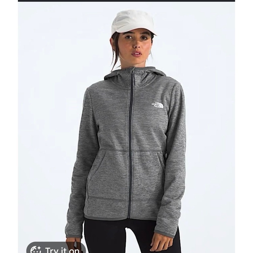 The North Face Womens Grey Heather Full Zip Fleece Hoodie NF0A5GBC L